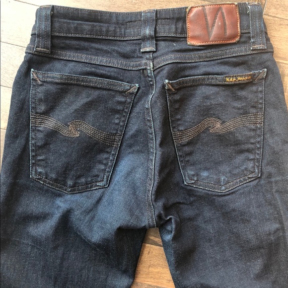 Nudie Jeans Dark Wash Lin Dry Steel Skinny Jeans Size 25 - Picture 11 of 12